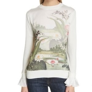 TED BAKER LINDSAY WONDERLAND SILK COTTON SWEATER SIZE LARGE